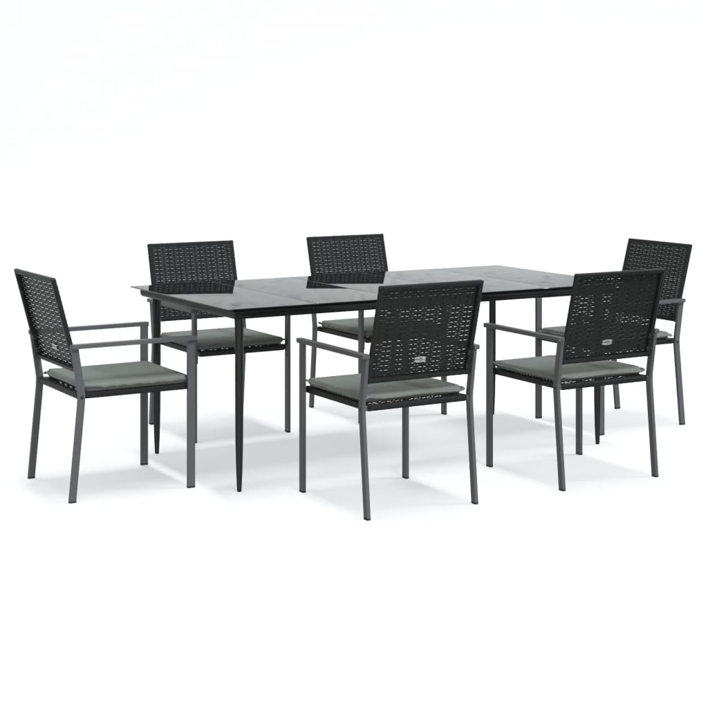 vidaXL Set mobilier de grădină cu perne, 7 piese, poliratan și oțel vidaXL Set mobilier de grădină cu perne, 7 piese, poliratan și oțel