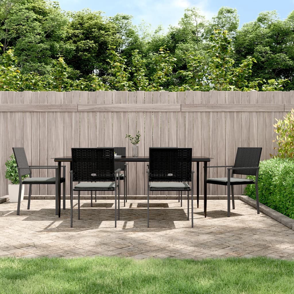 vidaXL Set mobilier de grădină cu perne, 7 piese, poliratan și oțel vidaXL Set mobilier de grădină cu perne, 7 piese, poliratan și oțel
