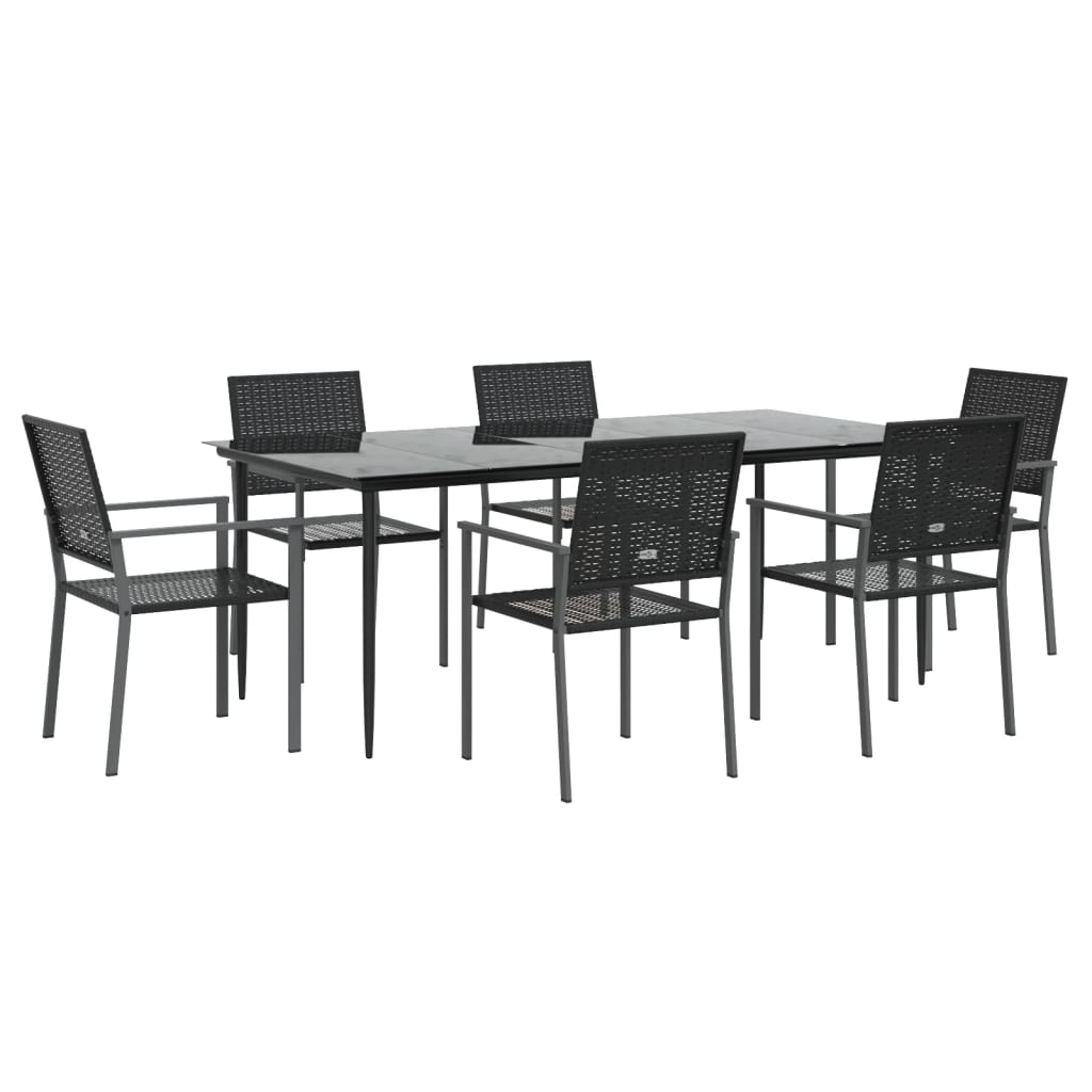 vidaXL Set mobilier de grădină, 7 piese, poliratan și oțel