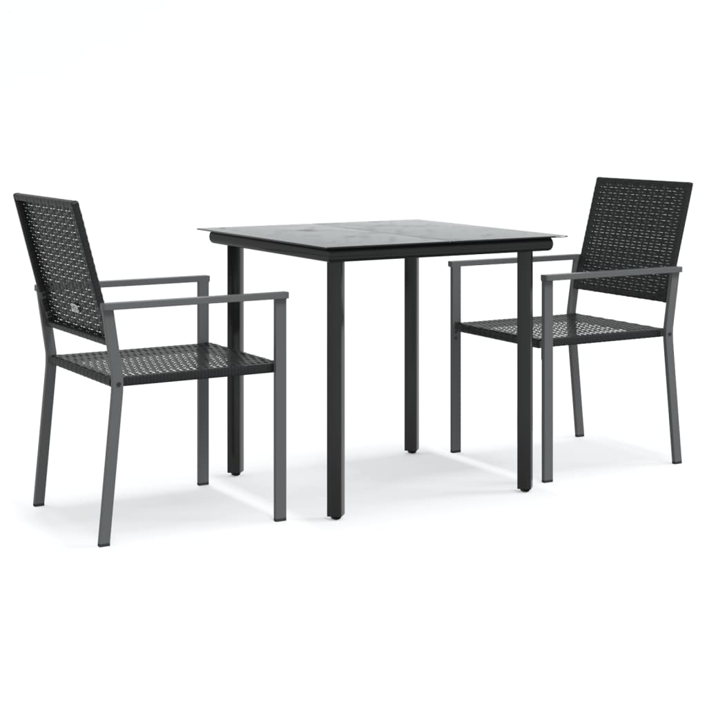 vidaXL Set mobilier de grădină, 3 piese, poliratan și oțel