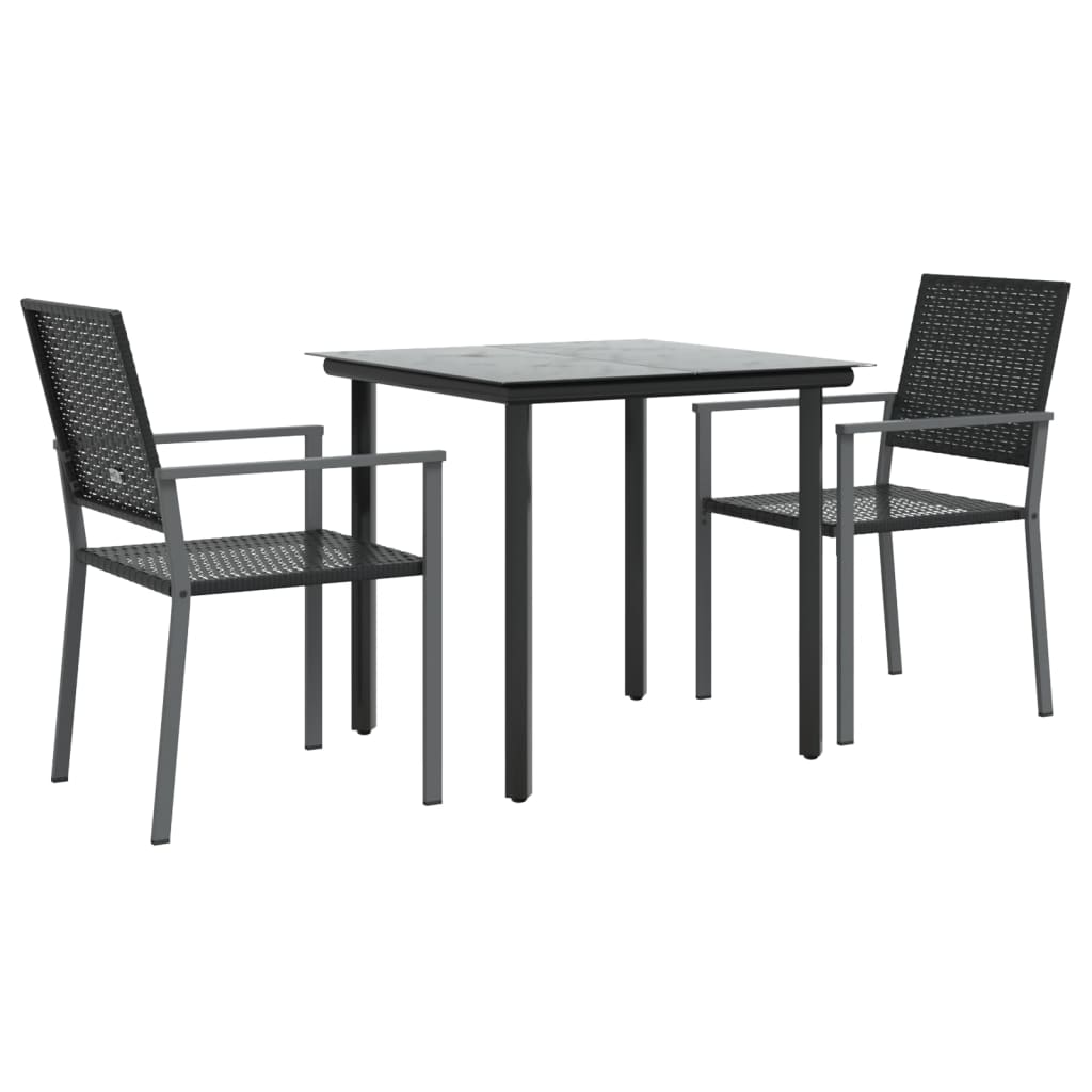 vidaXL Set mobilier de grădină, 3 piese, poliratan și oțel