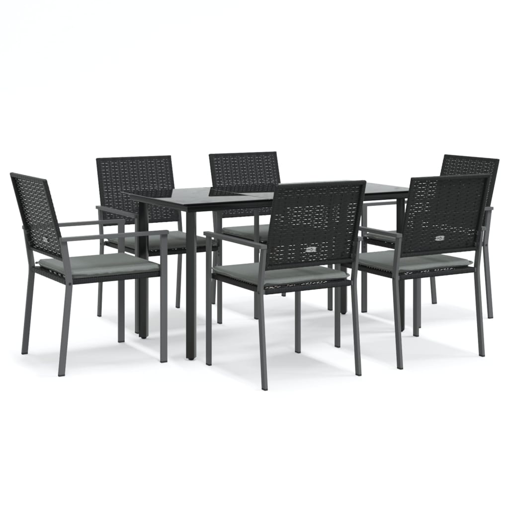 vidaXL Set mobilier de grădină cu perne, 7 piese, poliratan și oțel vidaXL Set mobilier de grădină cu perne, 7 piese, poliratan și oțel