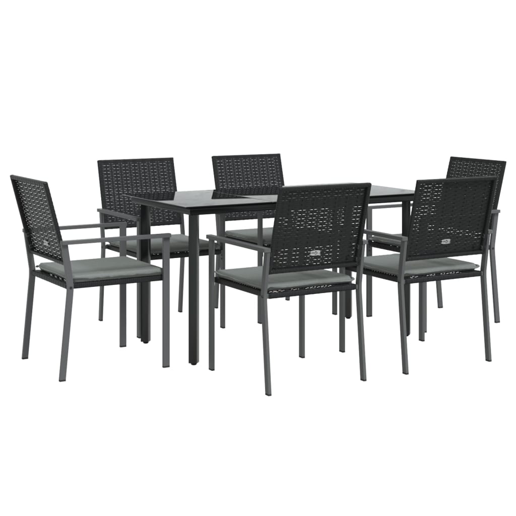 vidaXL Set mobilier de grădină cu perne, 7 piese, poliratan și oțel vidaXL Set mobilier de grădină cu perne, 7 piese, poliratan și oțel