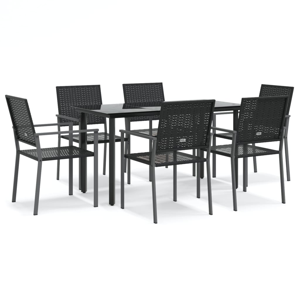 vidaXL Set mobilier de grădină, 7 piese, poliratan și oțel