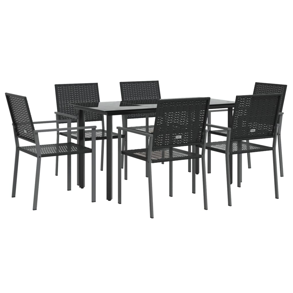 vidaXL Set mobilier de grădină, 7 piese, poliratan și oțel