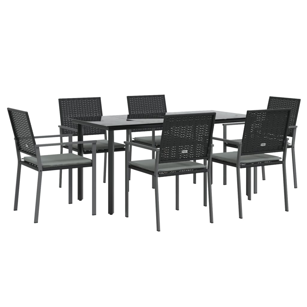 vidaXL Set mobilier de grădină cu perne, 7 piese, poliratan și oțel vidaXL Set mobilier de grădină cu perne, 7 piese, poliratan și oțel