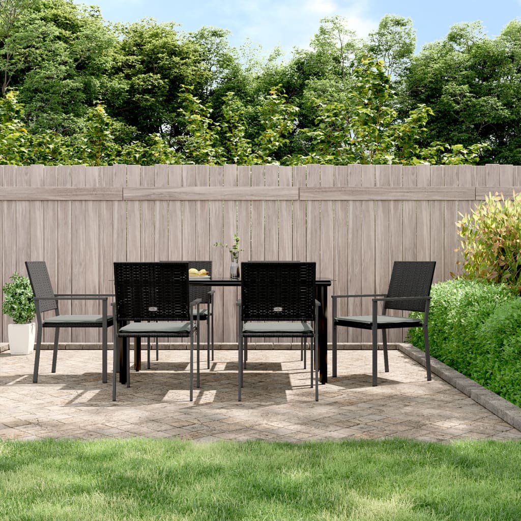 vidaXL Set mobilier de grădină cu perne, 7 piese, poliratan și oțel vidaXL Set mobilier de grădină cu perne, 7 piese, poliratan și oțel