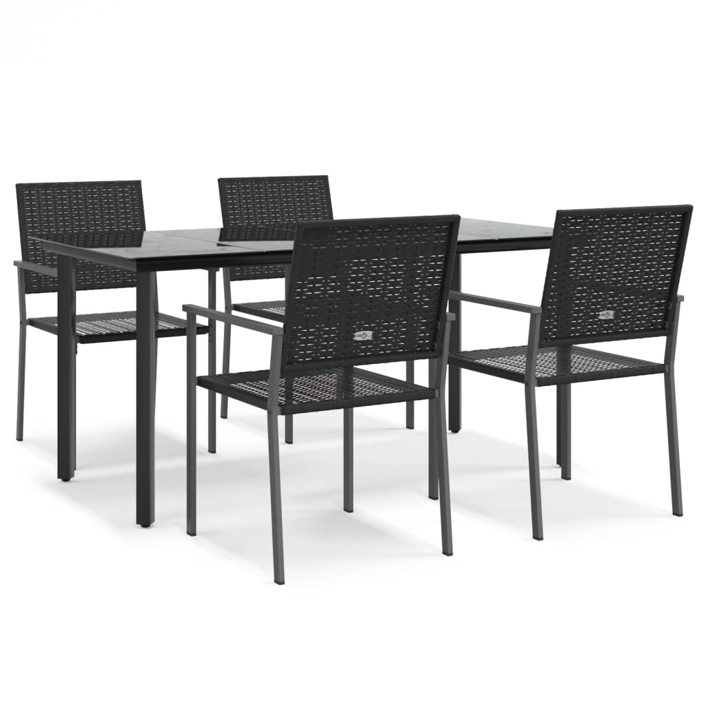 vidaXL Set mobilier de grădină, 5 piese, poliratan și oțel