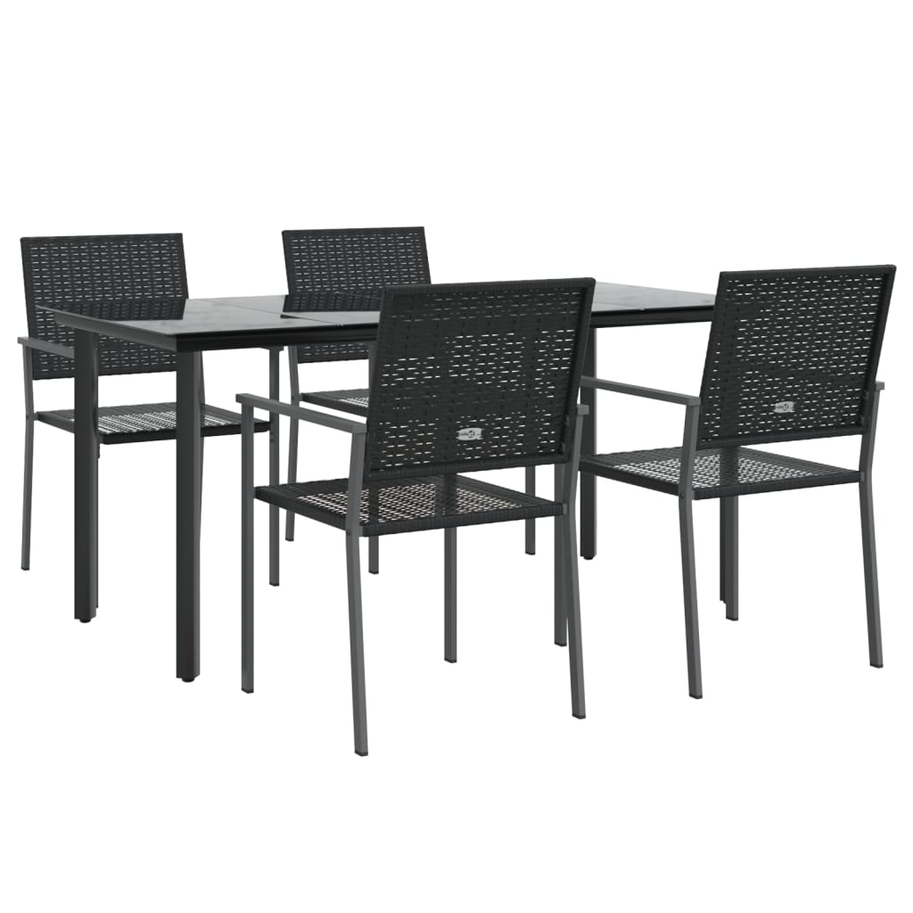 vidaXL Set mobilier de grădină, 5 piese, poliratan și oțel