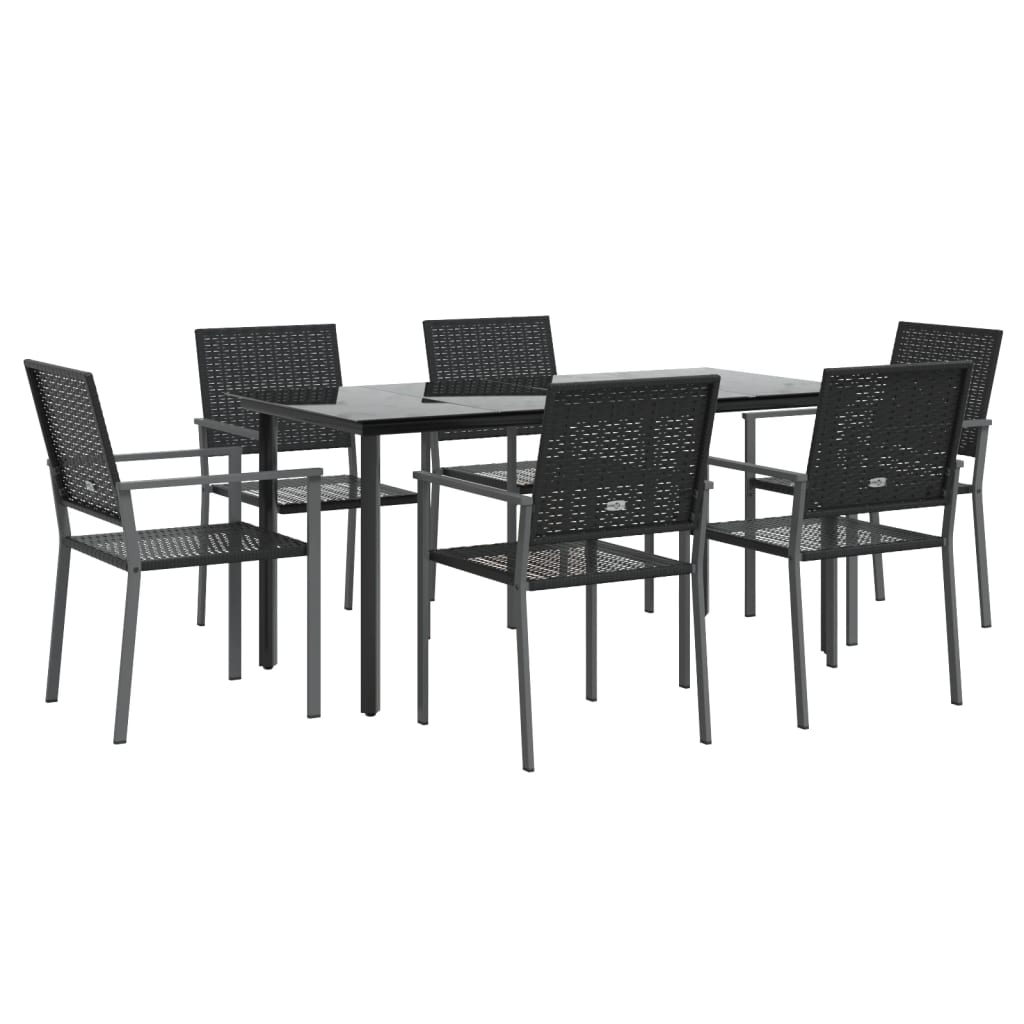 vidaXL Set mobilier de grădină, 7 piese, poliratan și oțel