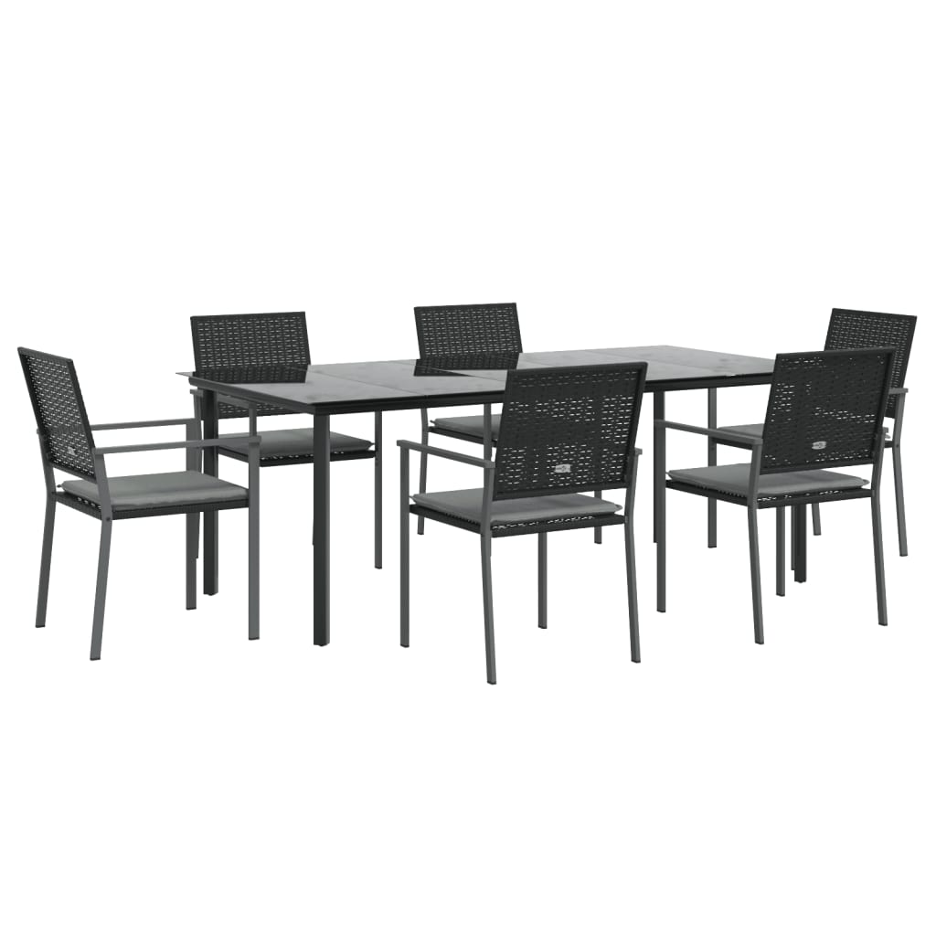 vidaXL Set mobilier de grădină cu perne, 7 piese, poliratan și oțel vidaXL Set mobilier de grădină cu perne, 7 piese, poliratan și oțel