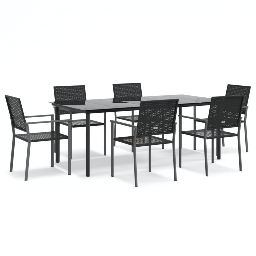 vidaXL Set mobilier de grădină, 7 piese, poliratan și oțel