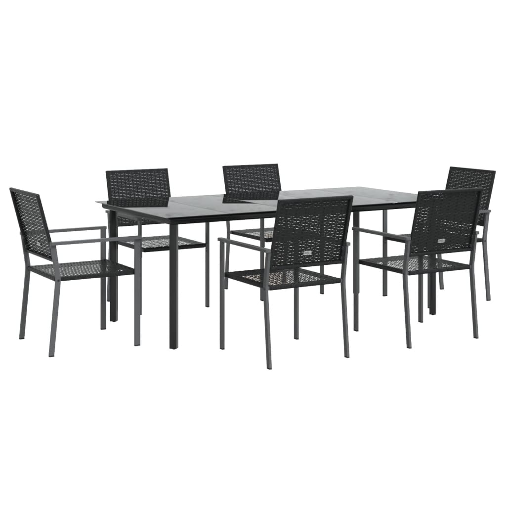 vidaXL Set mobilier de grădină, 7 piese, poliratan și oțel