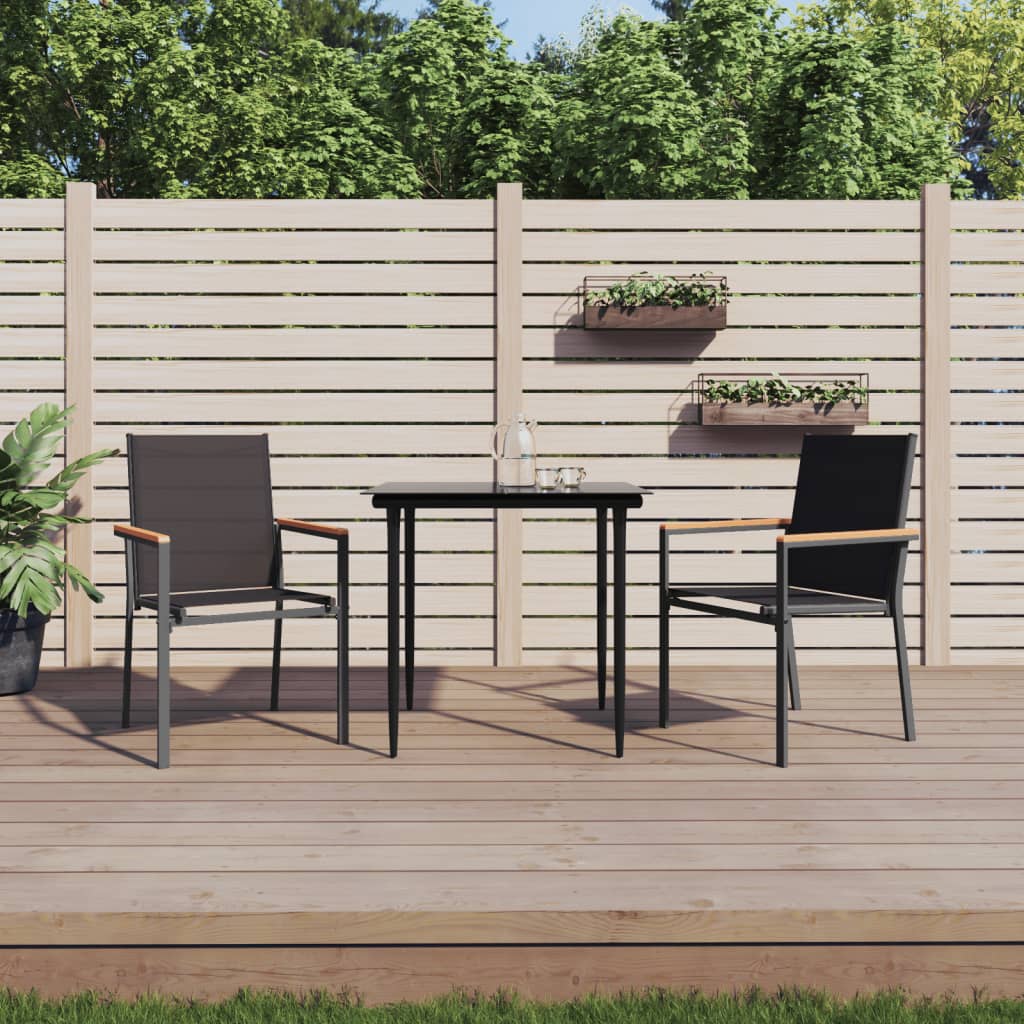 vidaXL Set mobilier de grădină, 3 piese, negru, textilenă și oțel vidaXL Set mobilier de grădină, 3 piese, negru, textilenă și oțel