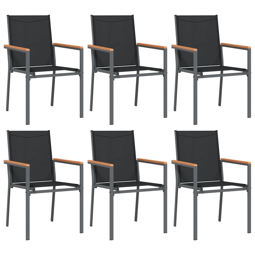 vidaXL Set mobilier de grădină, 7 piese, negru, textilenă și oțel