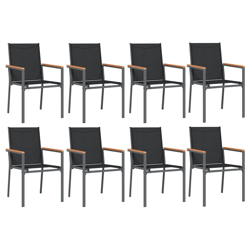 vidaXL Set mobilier de grădină, 9 piese, negru, textilenă și oțel vidaXL Set mobilier de grădină, 9 piese, negru, textilenă și oțel