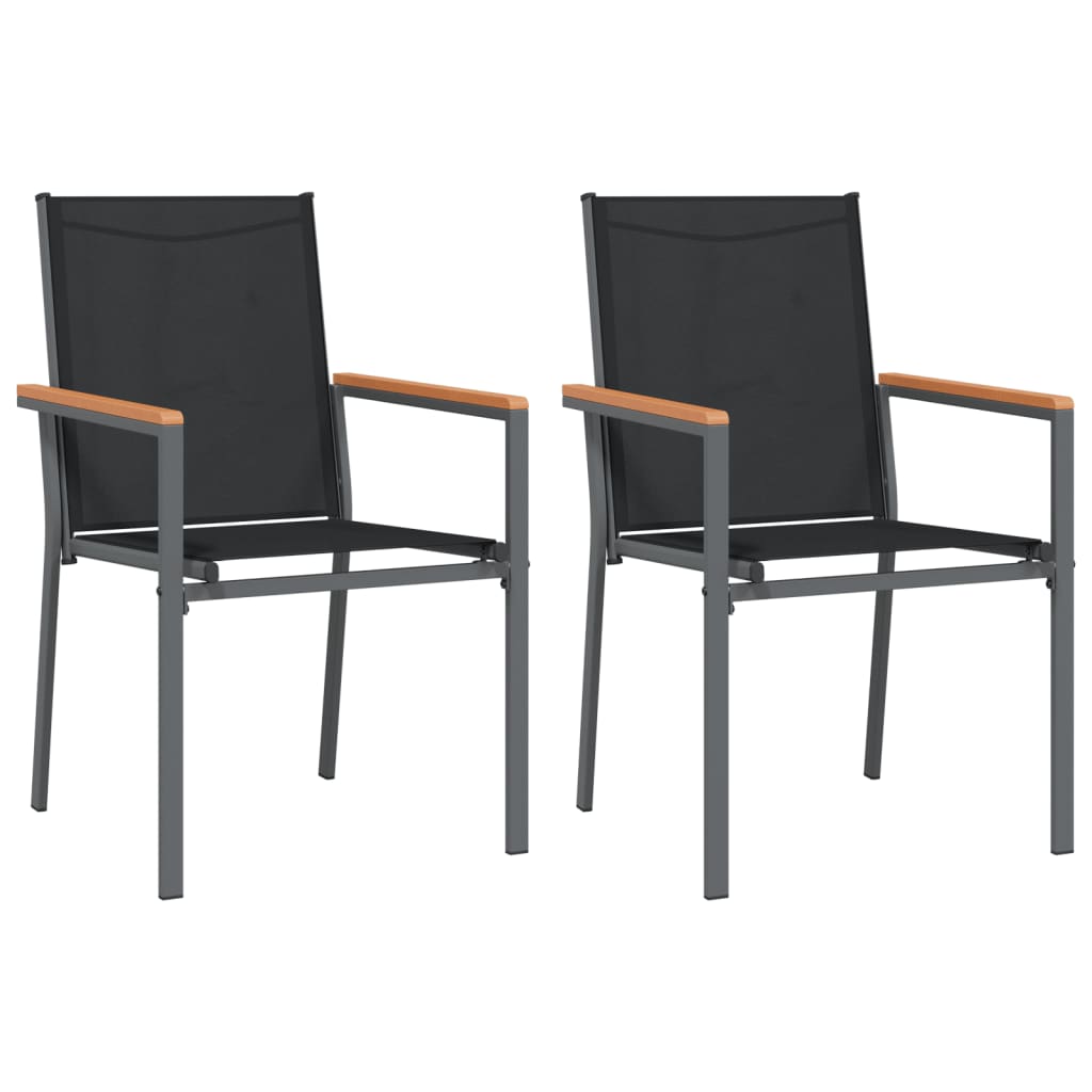 vidaXL Set mobilier de grădină, 3 piese, negru, textilenă și oțel vidaXL Set mobilier de grădină, 3 piese, negru, textilenă și oțel