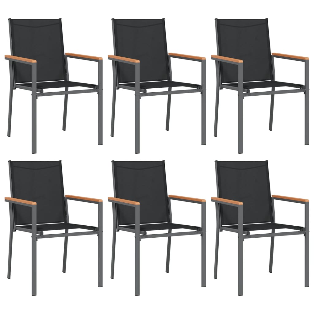 vidaXL Set mobilier de grădină, 7 piese, negru, textilenă și oțel