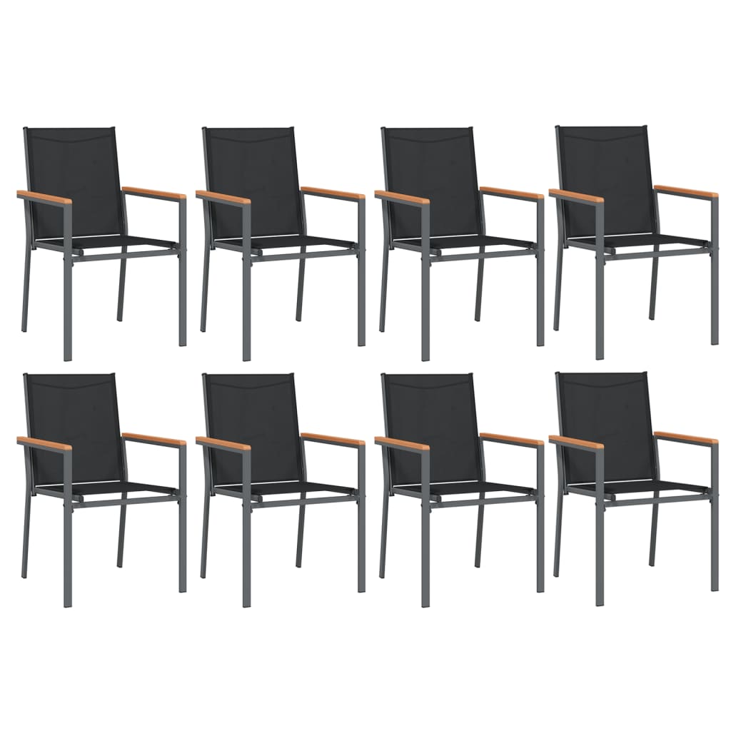 vidaXL Set mobilier de grădină, 9 piese, negru, textilenă și oțel vidaXL Set mobilier de grădină, 9 piese, negru, textilenă și oțel