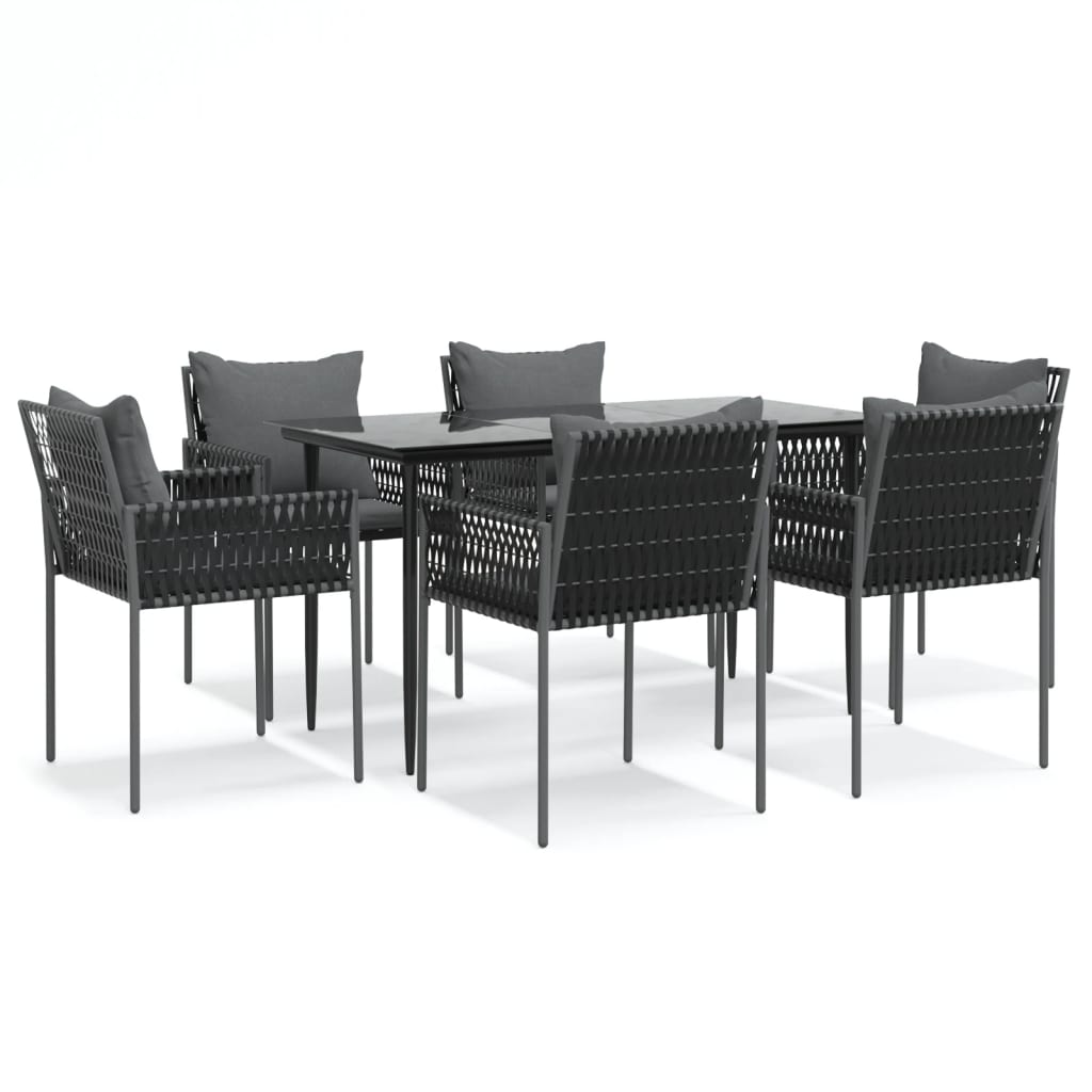 vidaXL Set mobilier de grădină cu perne, 7 piese, poliratan și oțel vidaXL Set mobilier de grădină cu perne, 7 piese, poliratan și oțel