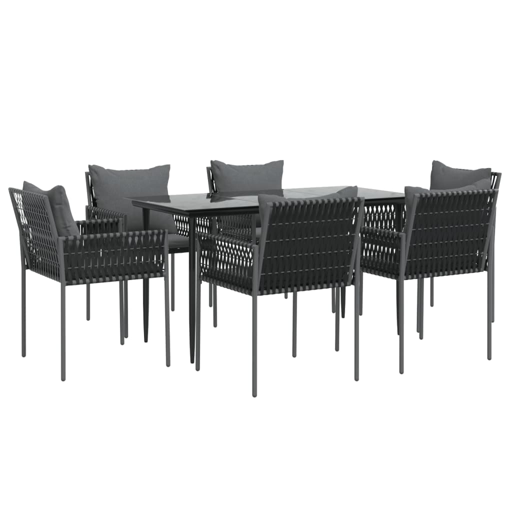 vidaXL Set mobilier de grădină cu perne, 7 piese, poliratan și oțel vidaXL Set mobilier de grădină cu perne, 7 piese, poliratan și oțel