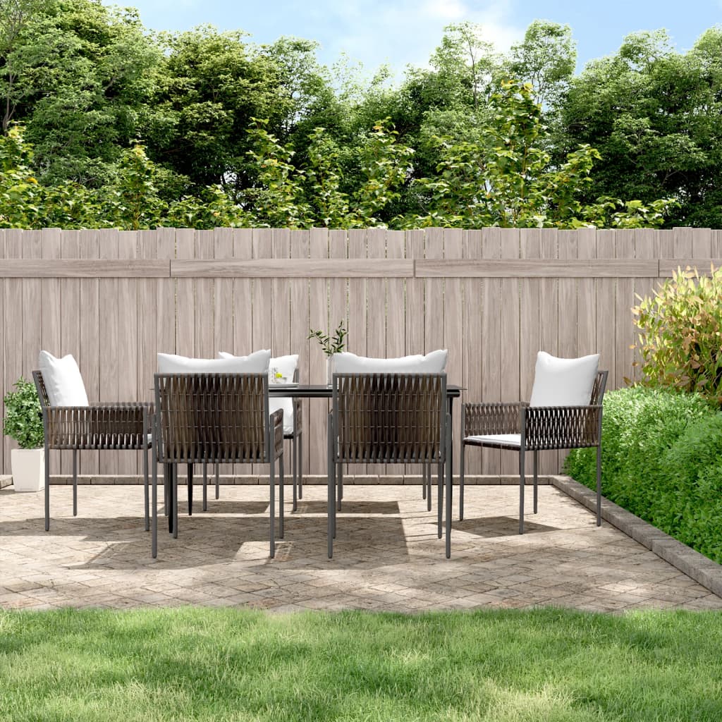 vidaXL Set mobilier de grădină cu perne, 7 piese, poliratan și oțel vidaXL Set mobilier de grădină cu perne, 7 piese, poliratan și oțel