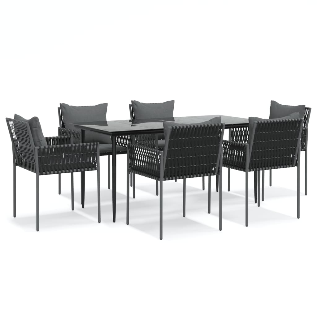 vidaXL Set mobilier de grădină cu perne, 7 piese, poliratan și oțel vidaXL Set mobilier de grădină cu perne, 7 piese, poliratan și oțel