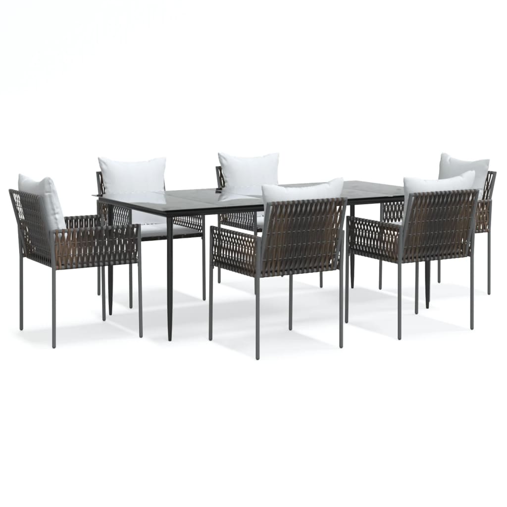 vidaXL Set mobilier de grădină cu perne, 7 piese, poliratan și oțel vidaXL Set mobilier de grădină cu perne, 7 piese, poliratan și oțel