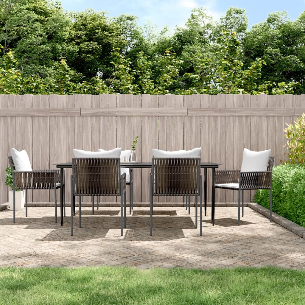 vidaXL Set mobilier de grădină cu perne, 7 piese, poliratan și oțel vidaXL Set mobilier de grădină cu perne, 7 piese, poliratan și oțel