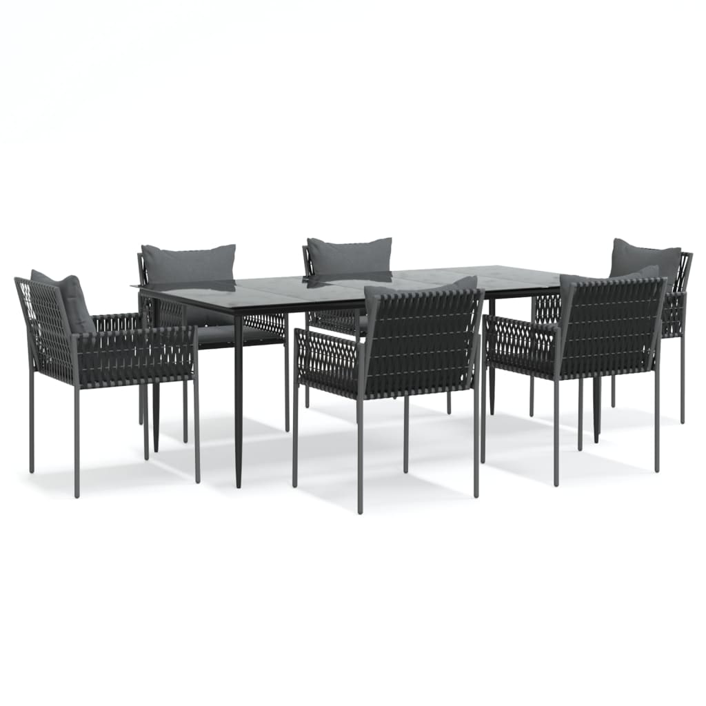 vidaXL Set mobilier de grădină cu perne, 7 piese, poliratan și oțel vidaXL Set mobilier de grădină cu perne, 7 piese, poliratan și oțel