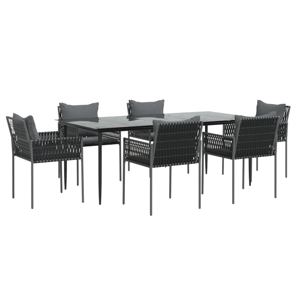 vidaXL Set mobilier de grădină cu perne, 7 piese, poliratan și oțel vidaXL Set mobilier de grădină cu perne, 7 piese, poliratan și oțel