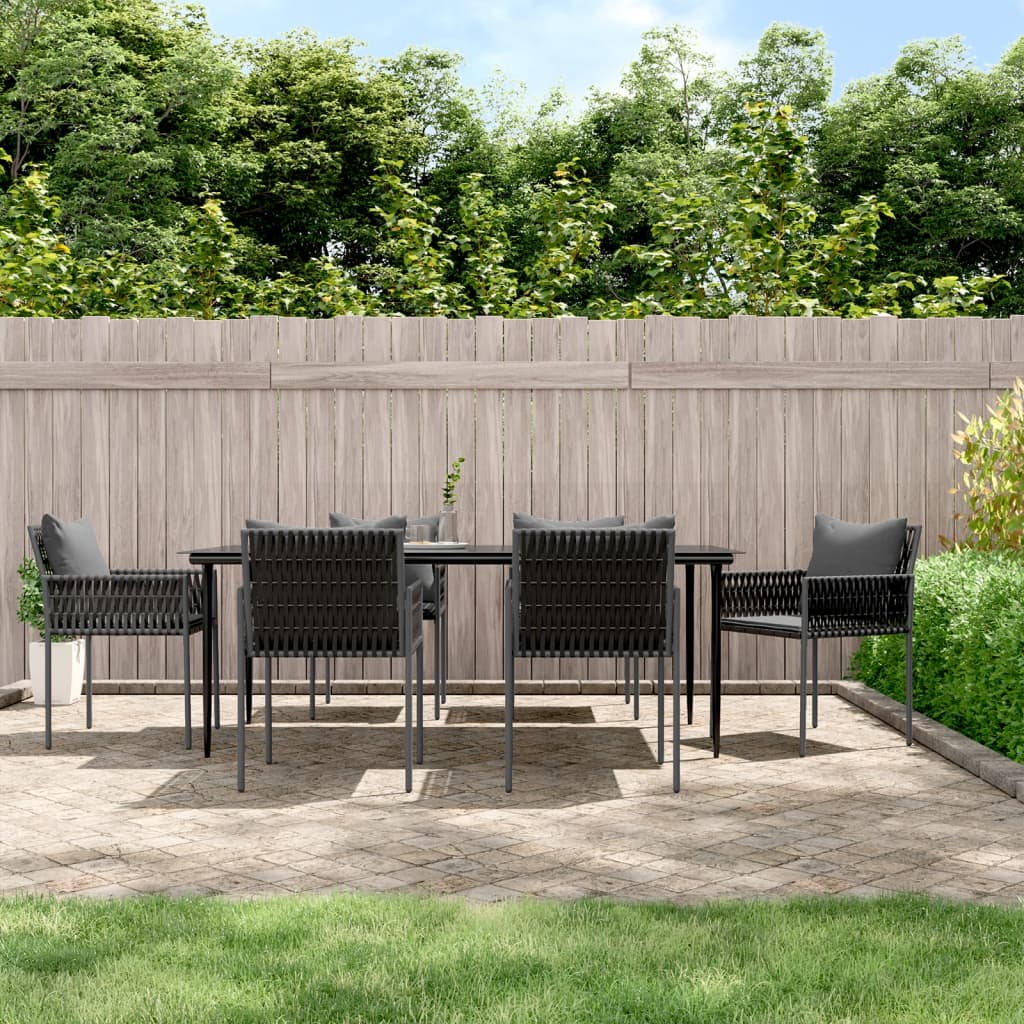 vidaXL Set mobilier de grădină cu perne, 7 piese, poliratan și oțel vidaXL Set mobilier de grădină cu perne, 7 piese, poliratan și oțel