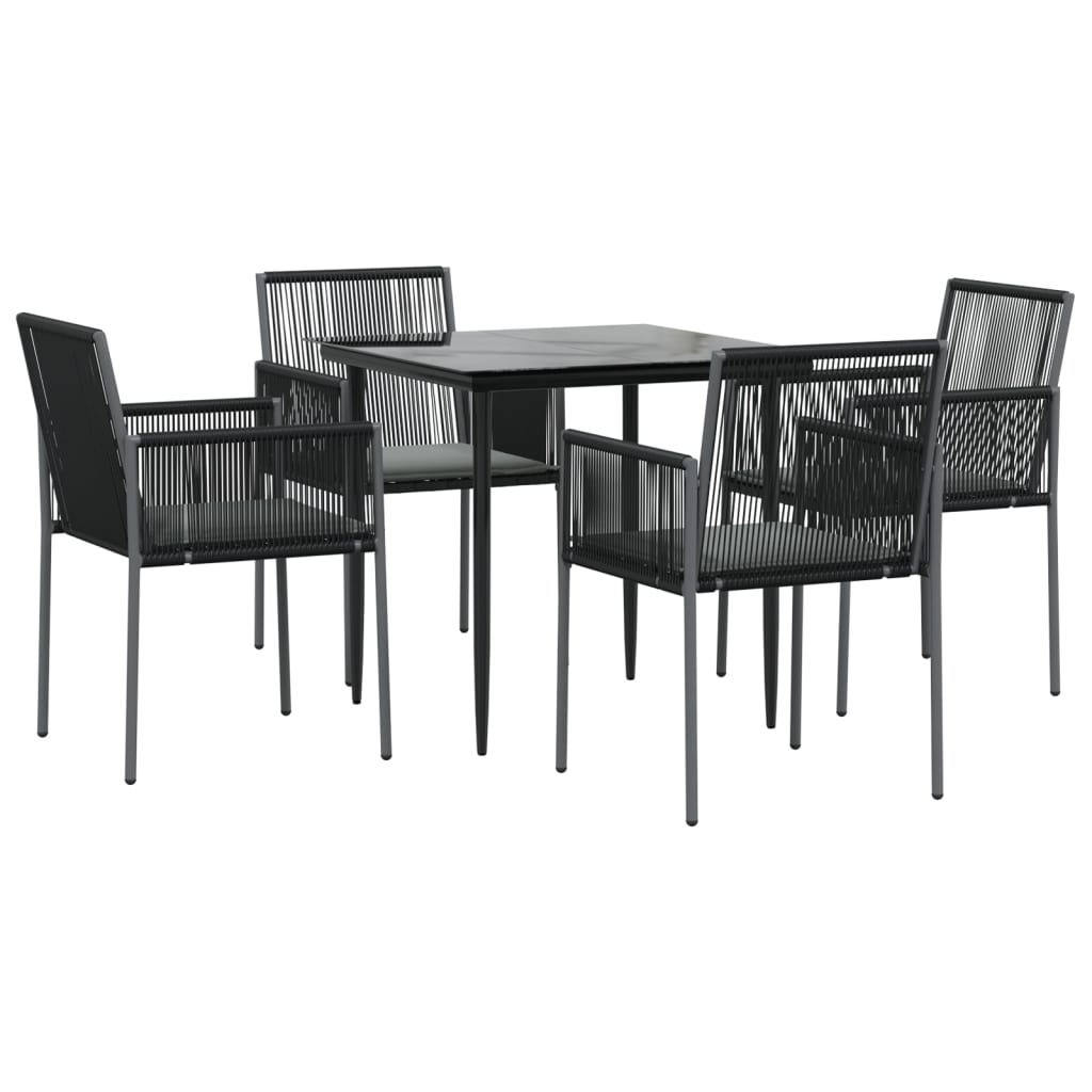 vidaXL Set mobilier grădină cu perne, 5 piese, negru, poliratan & oțel