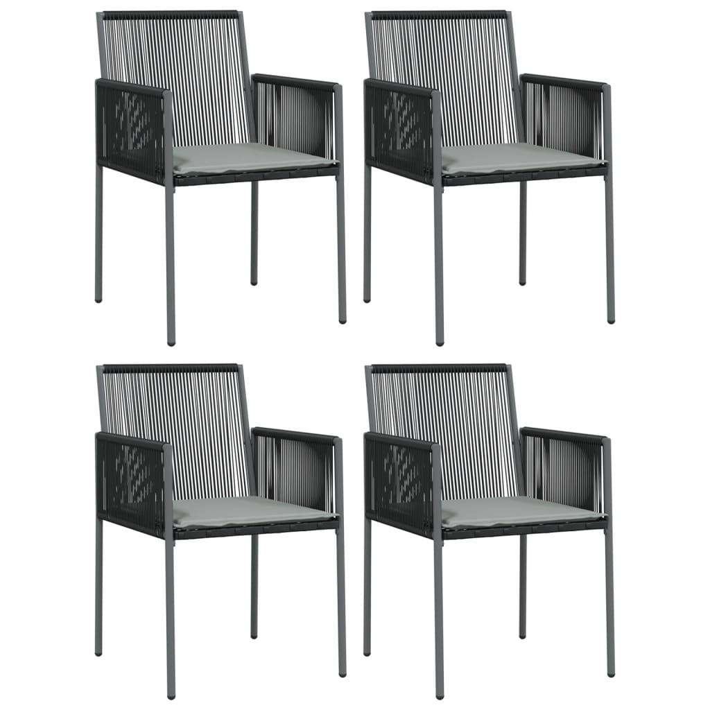 vidaXL Set mobilier grădină cu perne, 5 piese, negru, poliratan & oțel