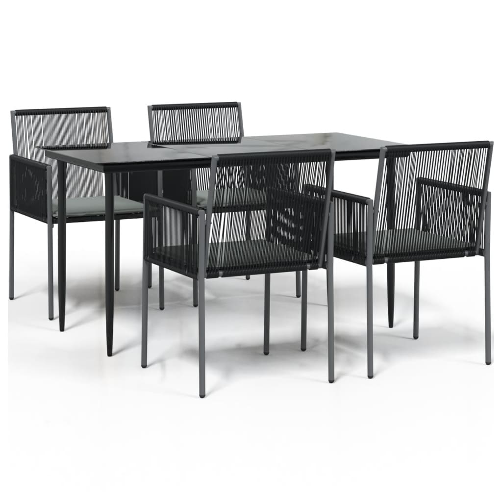 vidaXL Set mobilier grădină cu perne, 5 piese, negru, poliratan & oțel