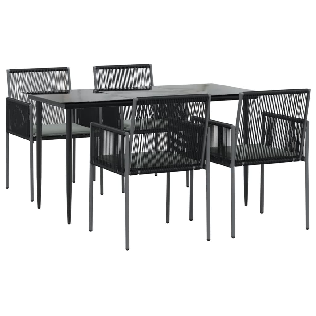 vidaXL Set mobilier grădină cu perne, 5 piese, negru, poliratan & oțel
