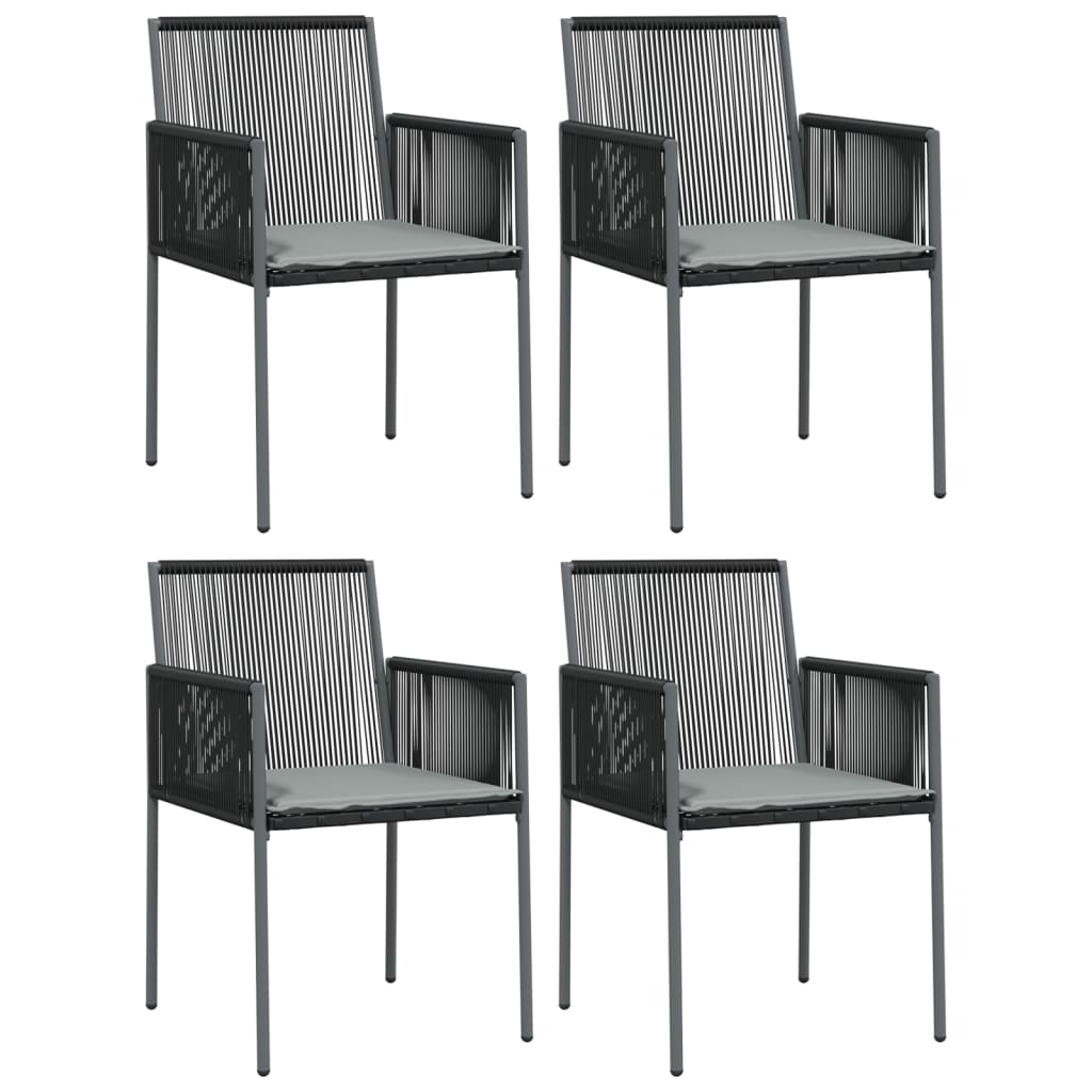 vidaXL Set mobilier grădină cu perne, 5 piese, negru, poliratan & oțel