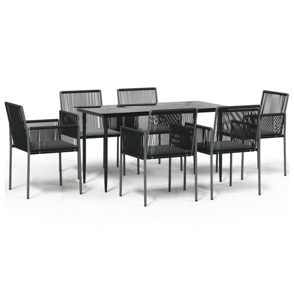 vidaXL Set mobilier grădină cu perne, 7 piese, negru, poliratan & oțel