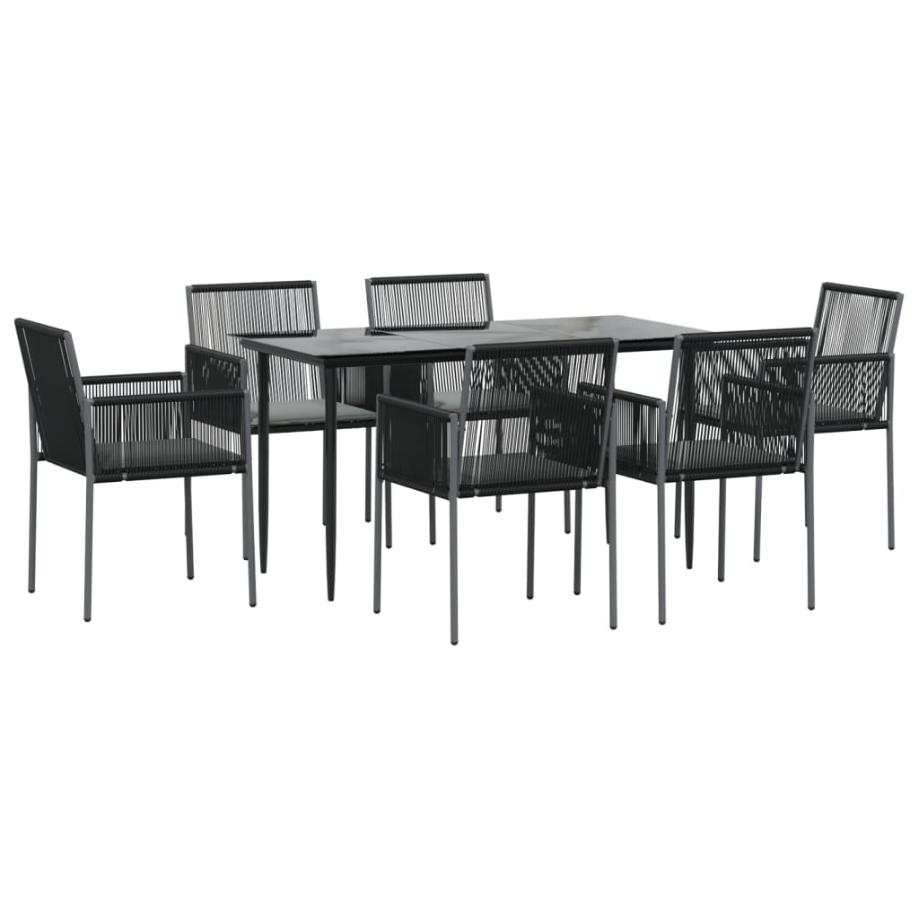 vidaXL Set mobilier grădină cu perne, 7 piese, negru, poliratan & oțel