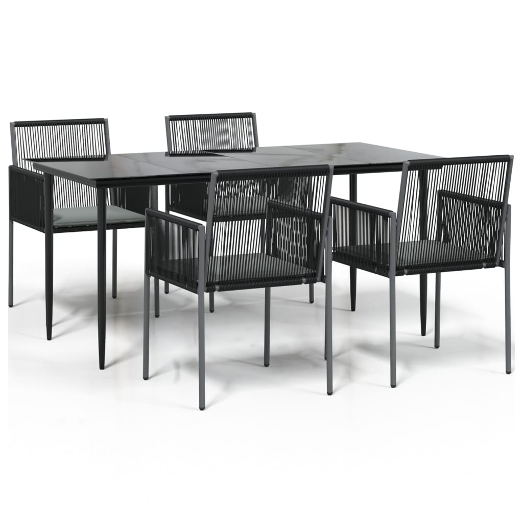 vidaXL Set mobilier grădină cu perne, 5 piese, negru, poliratan & oțel