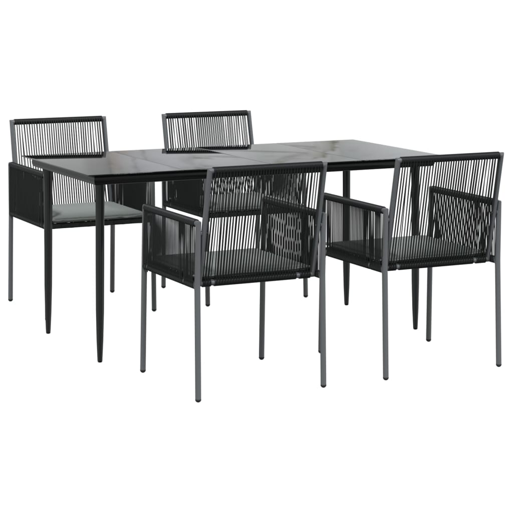 vidaXL Set mobilier grădină cu perne, 5 piese, negru, poliratan & oțel