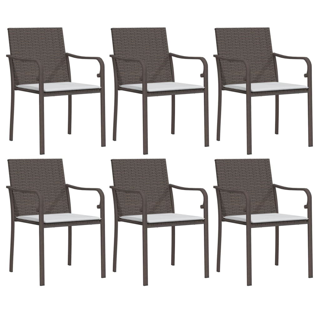 vidaXL Scaune de grădină cu perne, 6 buc., maro, 56x59x84 cm poliratan vidaXL Scaune de grădină cu perne, 6 buc., maro, 56x59x84 cm poliratan