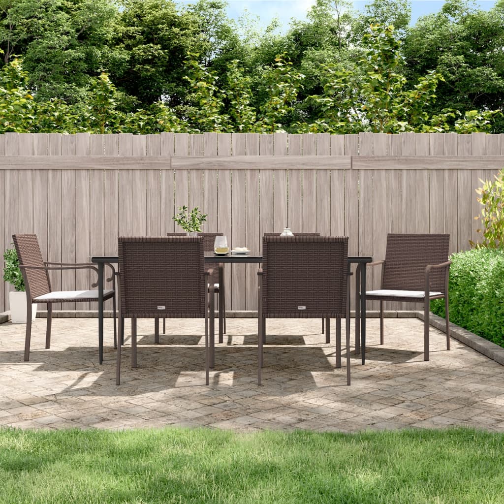 vidaXL Scaune de grădină cu perne, 6 buc., maro, 56x59x84 cm poliratan vidaXL Scaune de grădină cu perne, 6 buc., maro, 56x59x84 cm poliratan