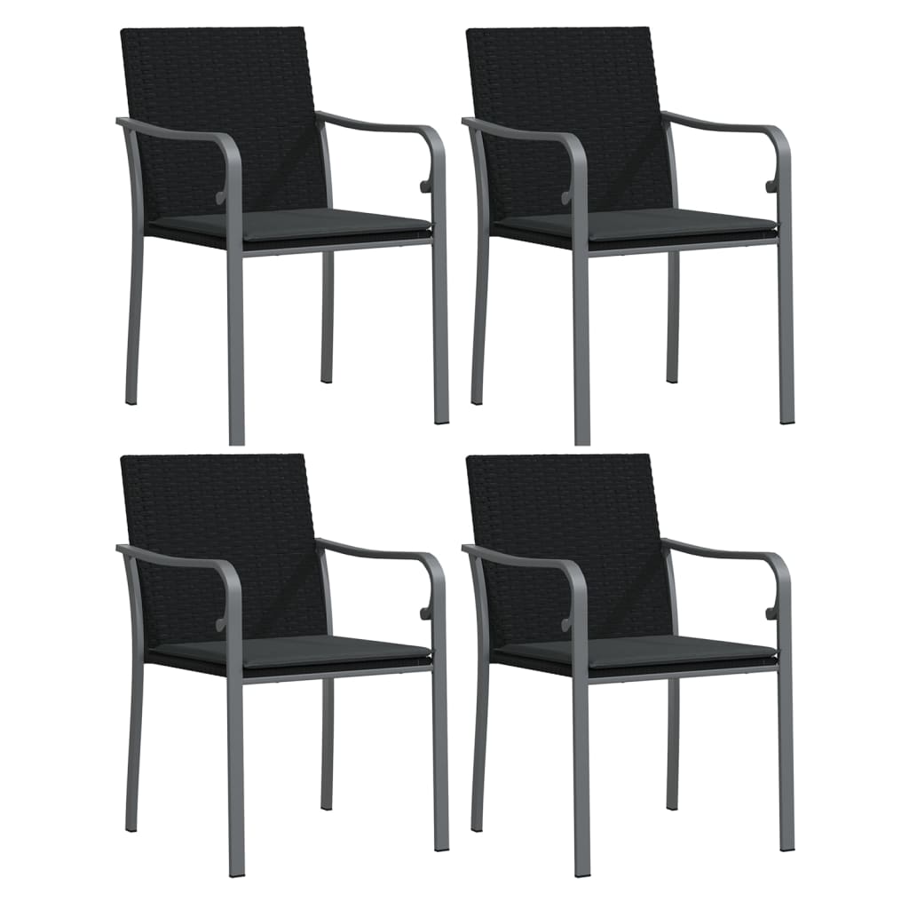 vidaXL Scaune de grădină cu perne 4 buc. negru 56x59x84 cm poliratan vidaXL Scaune de grădină cu perne 4 buc. negru 56x59x84 cm poliratan