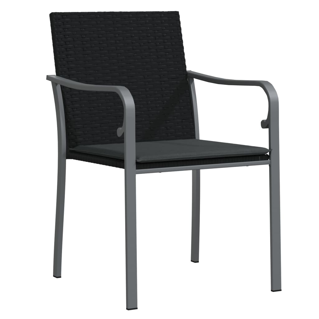 vidaXL Scaune de grădină cu perne 4 buc. negru 56x59x84 cm poliratan vidaXL Scaune de grădină cu perne 4 buc. negru 56x59x84 cm poliratan
