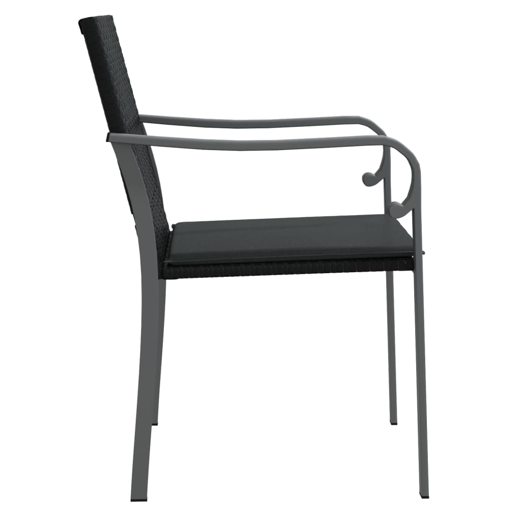vidaXL Scaune de grădină cu perne 4 buc. negru 56x59x84 cm poliratan vidaXL Scaune de grădină cu perne 4 buc. negru 56x59x84 cm poliratan