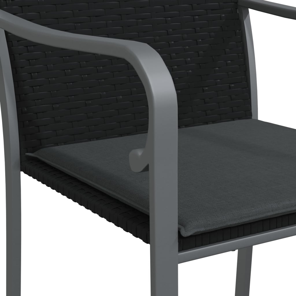 vidaXL Scaune de grădină cu perne 4 buc. negru 56x59x84 cm poliratan vidaXL Scaune de grădină cu perne 4 buc. negru 56x59x84 cm poliratan