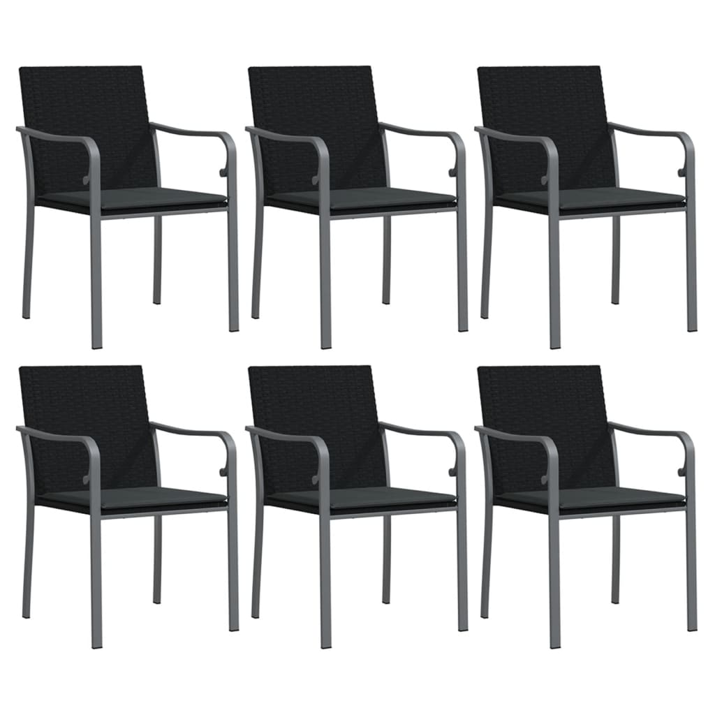 vidaXL Scaune de grădină cu perne 6 buc. negru 56x59x84 cm poliratan vidaXL Scaune de grădină cu perne 6 buc. negru 56x59x84 cm poliratan