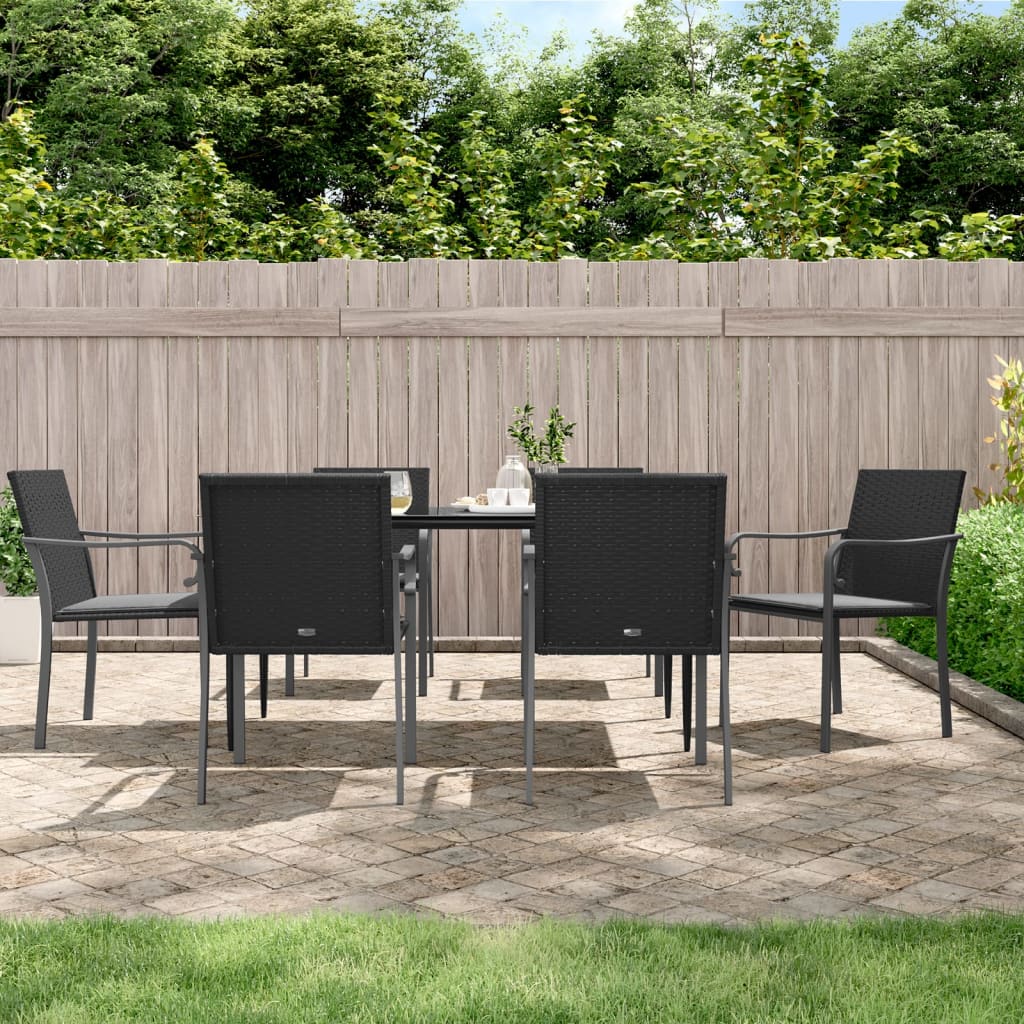 vidaXL Scaune de grădină cu perne 6 buc. negru 56x59x84 cm poliratan vidaXL Scaune de grădină cu perne 6 buc. negru 56x59x84 cm poliratan