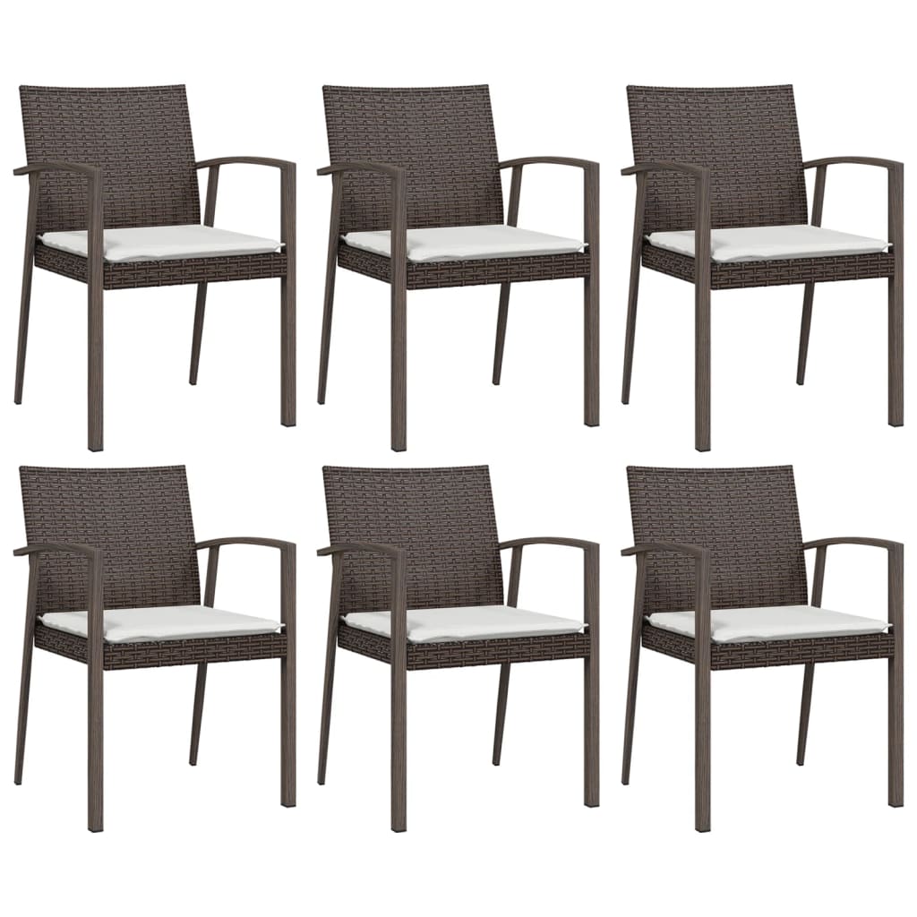 vidaXL Scaune de grădină cu perne 6 buc. maro 56,5x57x83 cm poliratan vidaXL Scaune de grădină cu perne 6 buc. maro 56,5x57x83 cm poliratan